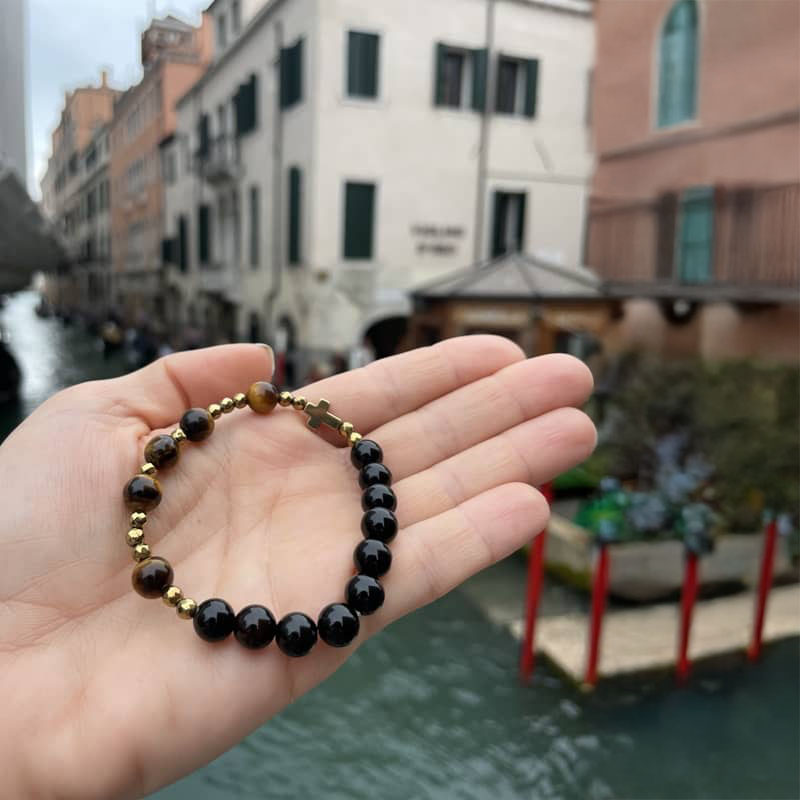 Bransoletka Różaniec Onyks • Tygrysie Oko • Hematyt - obrazek 4